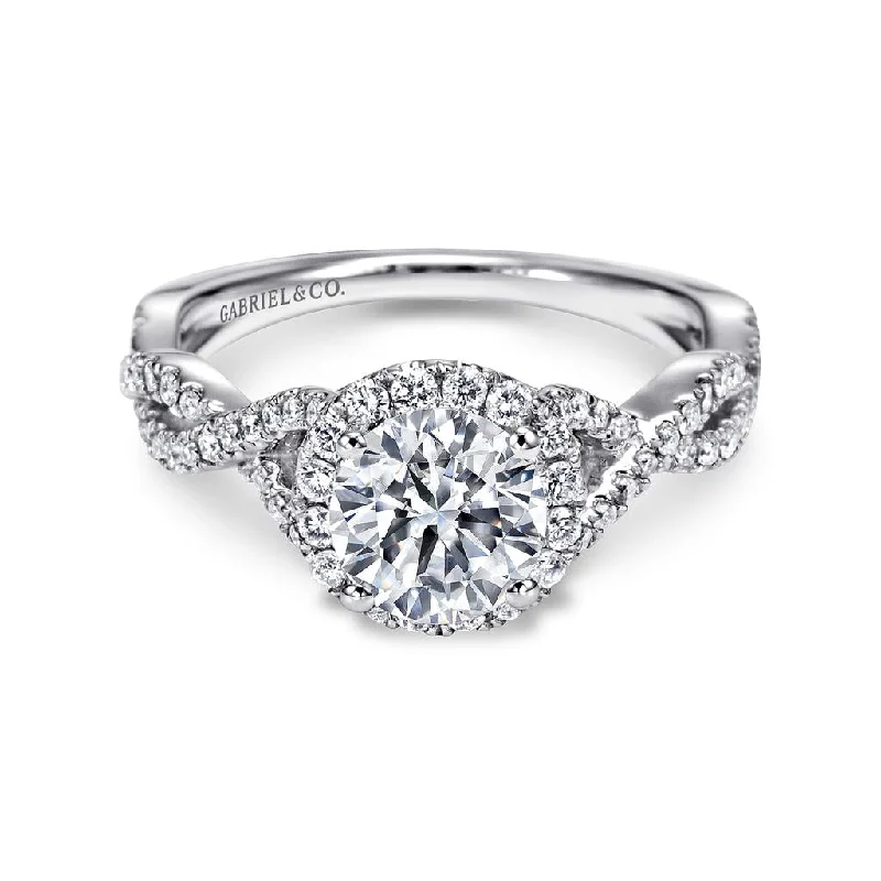 Ladies Engagement Rings with Heliodor Spark-Gabriel & Co. Marissa - 14K White Gold Round Halo Diamond Engagement Ring