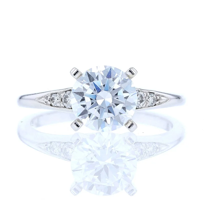 Ladies Engagement Rings Halo Shine-Graduated Diamond Engagement Ring