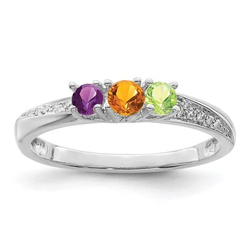 Ladies Rings for Grad Glow-14k Gold Diamond Accented Mother's Family Birthstone Ring