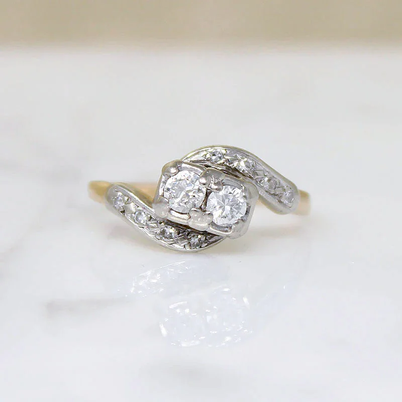 Ladies Engagement Rings with Phenakite Spark-Romantic Toi et Moi Diamond Engagement Ring