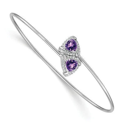 Energy surge bracelets -14KT WHITE GOLD 1.10 CTW AMETHYST & .17 CTW DIAMOND FLEX BANGLE