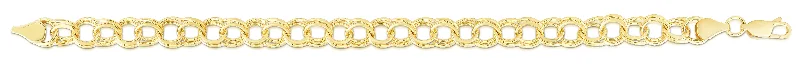 Feline grace bracelets -14K Gold 7mm Medium Double Link Charm Bracelet