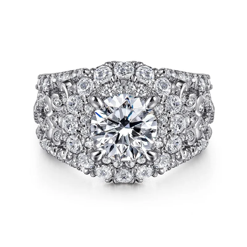 Ladies Engagement Rings Luxe Shine-Gabriel & Co 14K White Gold Round Diamond Engagement Ring