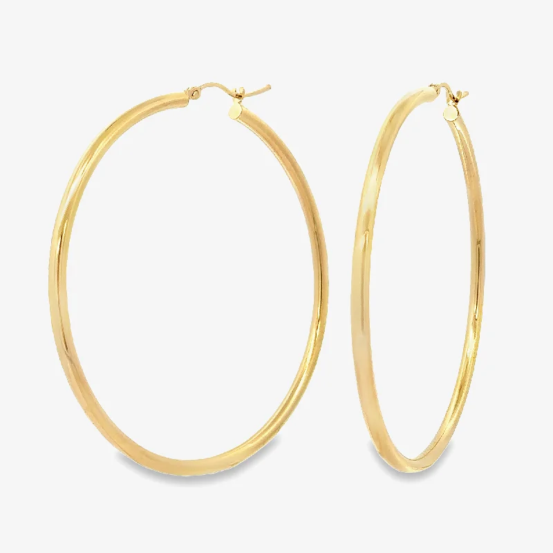 Ladies Earrings Fine Shine-Classic 2.5mm Round Gold Hoop Earrings