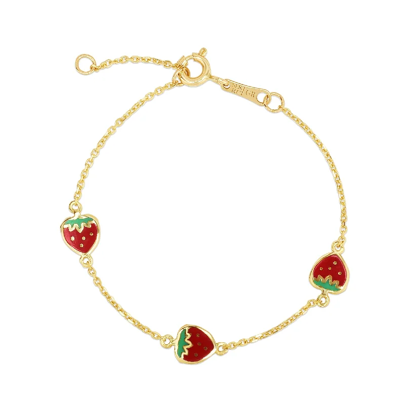 Cosmic dust bracelets -14K Gold Enamel Strawberry Bracelet