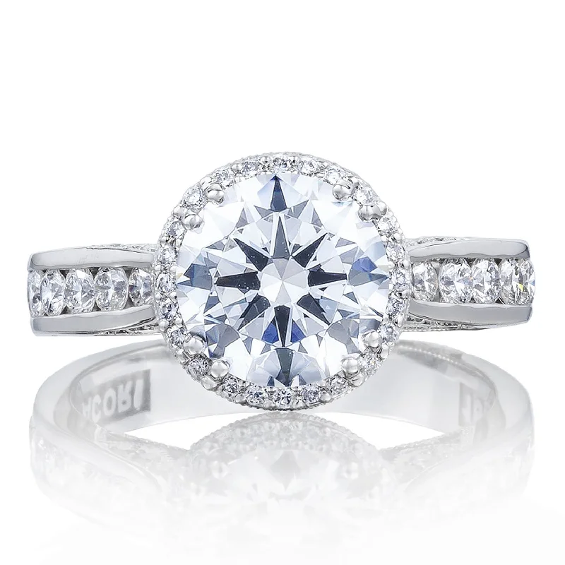 Ladies Engagement Rings Stack Glow-Tacori Platinum Dantela Diamond Engagement Ring 0.62ctw 2646-35RDR8