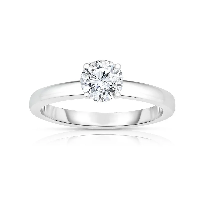 Ladies Engagement Rings with Thaumasite Spark-14K WHITE GOLD ROUND DIAMOND ENGAGEMENT RING WITH 0.74 CARAT TOTAL WEIGHT IJ COLOR SI2 CLARITY