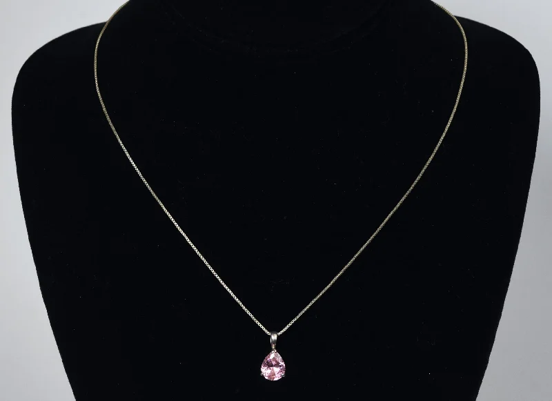 Ladies urban pulse necklaces -Pink Glass Pendant on Sterling Silver Box Link Chain Necklace