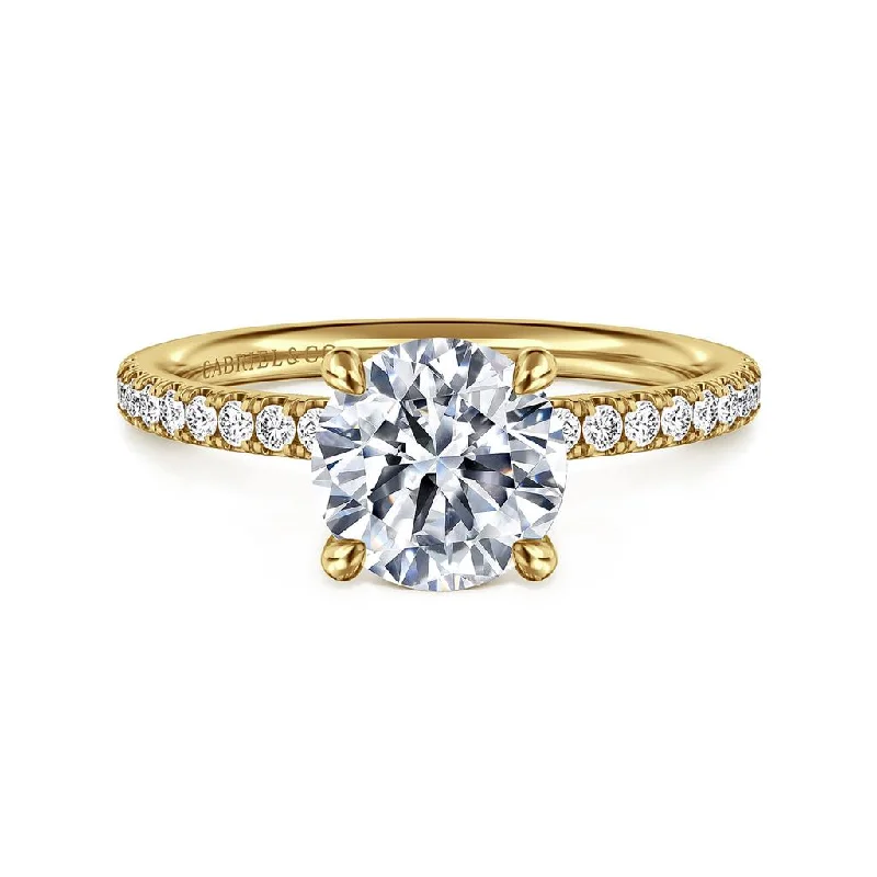 Ladies Engagement Rings Infinity Spark-Gabriel & Co. 14K Yellow Gold Round Pave Diamond Engagement Ring Mounting