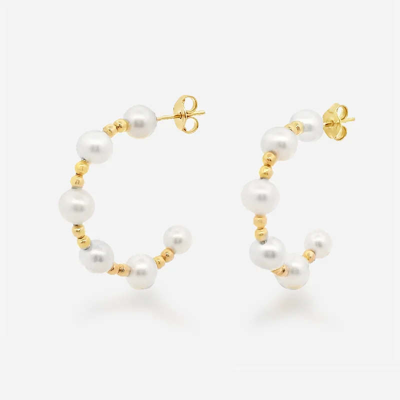 Ladies Earrings with Brown Andalusite-0.75" Bead It Pearl Hoop Earrings