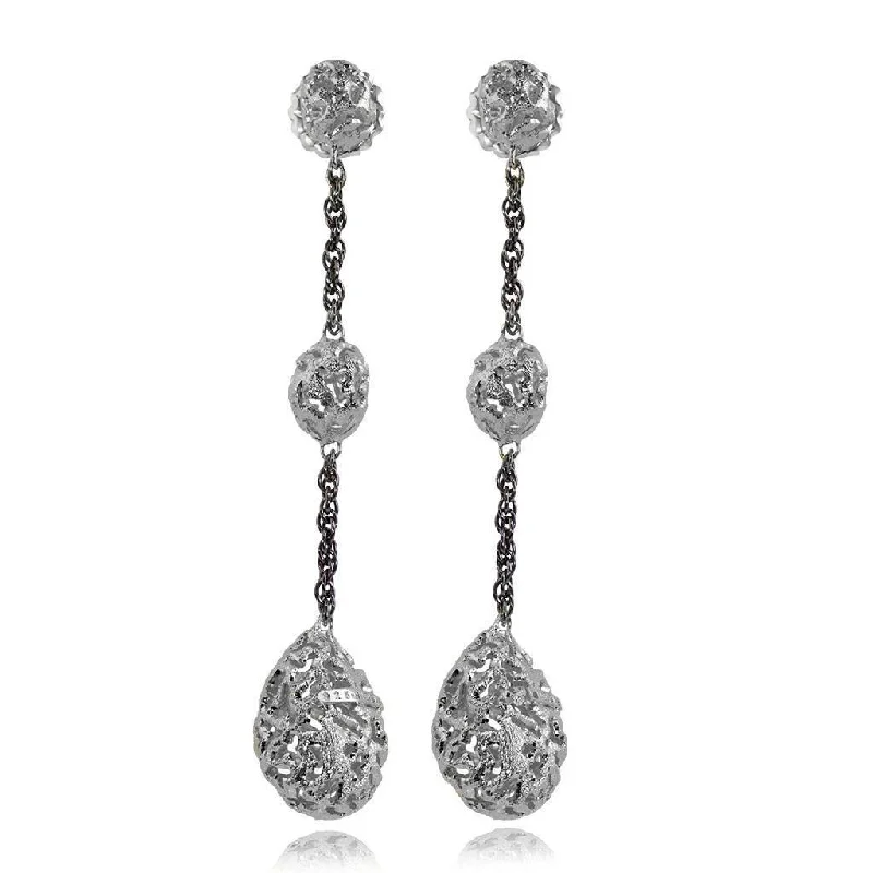 Ladies Earrings for Doctor Glow-Silver Meteorite Long Drop Earrings