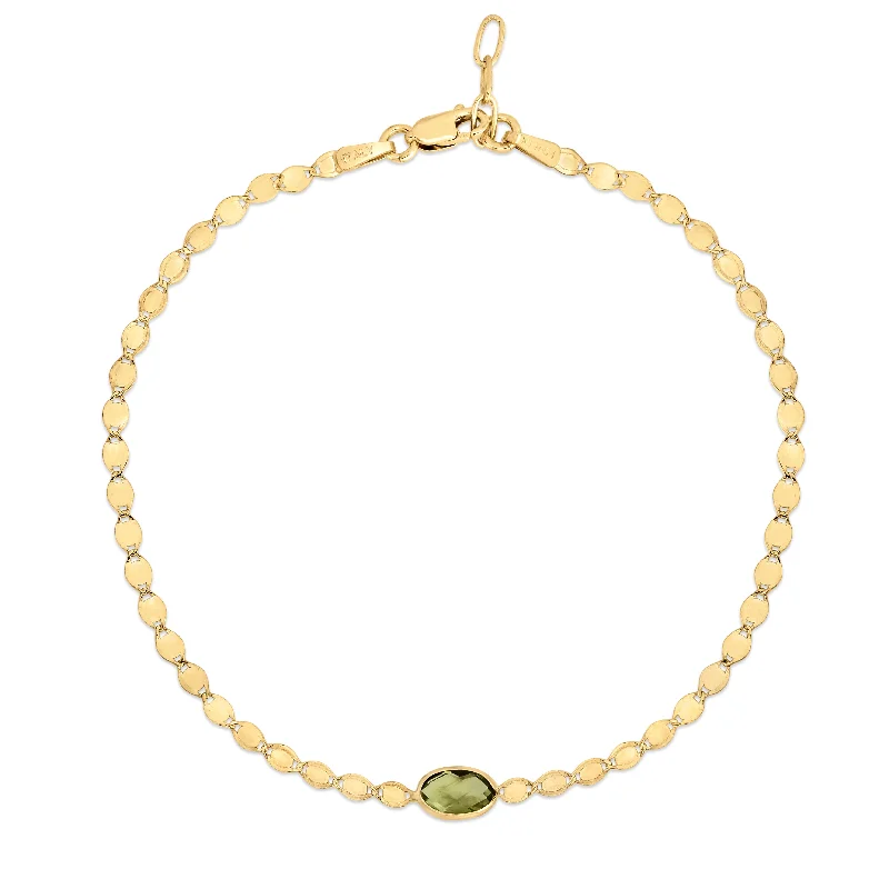 Handcrafted artisan bracelets -14K Peridot Mirrored Chain Bracelet