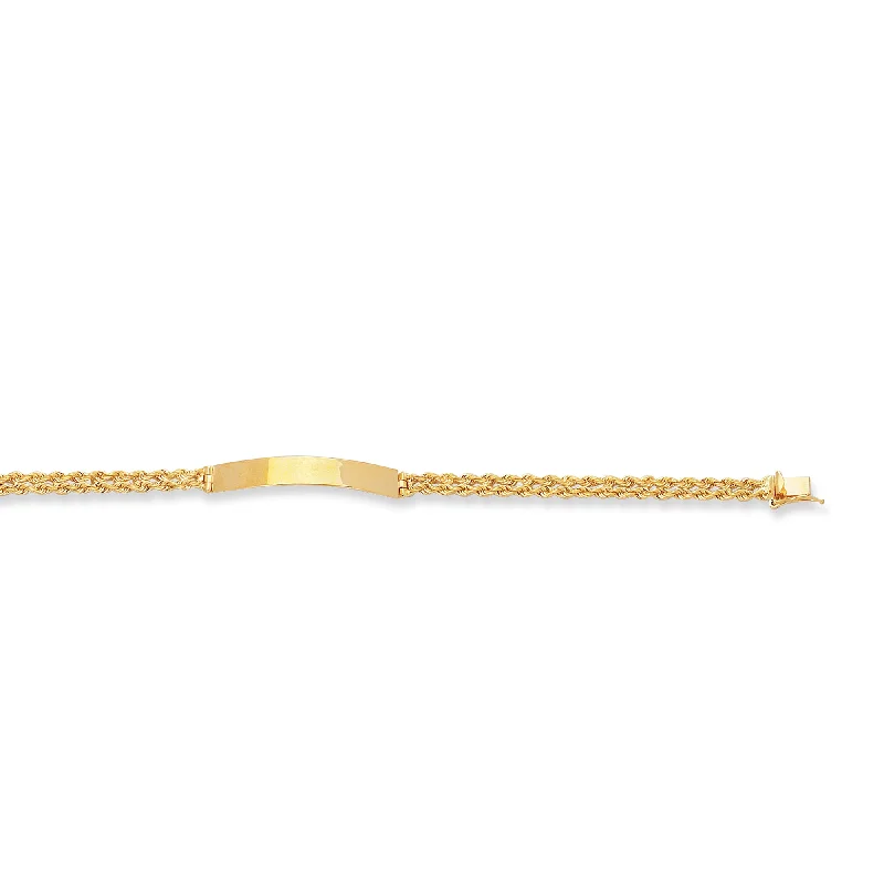 Affordable chic bracelets -14K Gold Rope Chain with ID Bracelet