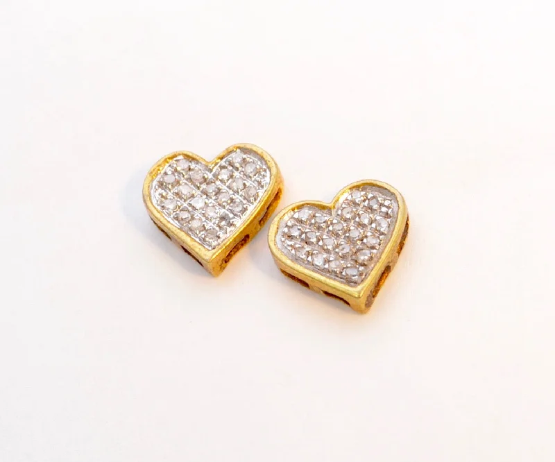 Ladies Earrings with Soft Morganite-Sterling Silver/Gold Plated Heart-Shaped Diamond Post Earrings