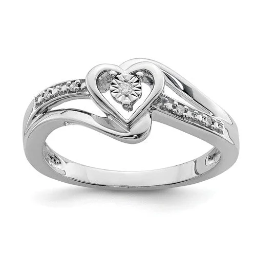 Ladies Rings for Pioneer Spark-Sterling Silver Genuine Diamond Heart Ring