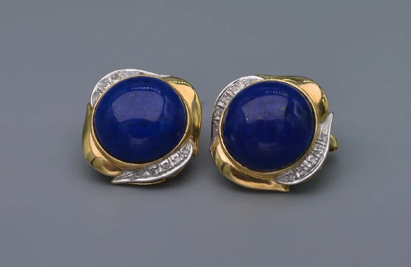 Ladies Earrings in Rose Spark-14K yellow gold Lapis Lazuli earrings