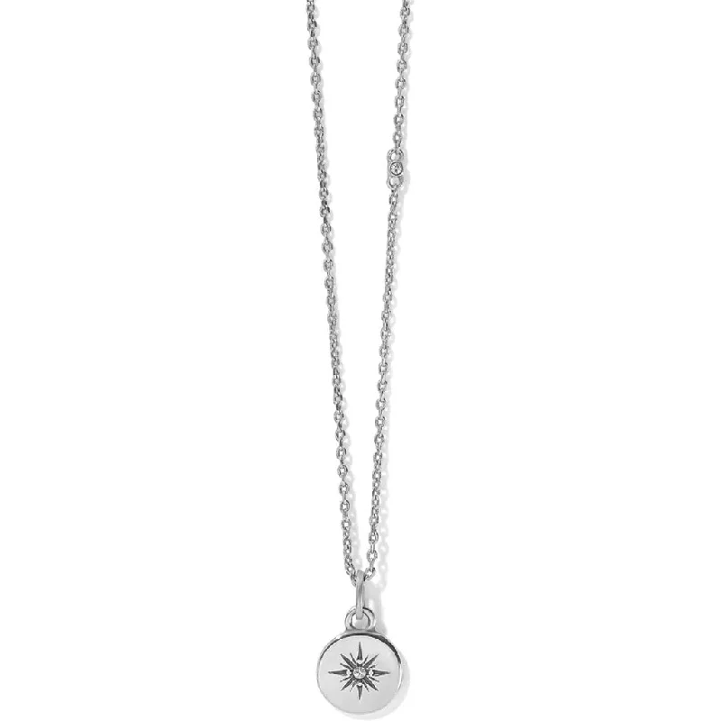 Ladies etched message necklaces -Brighton : Voyage Mini Compass Necklace in Silver