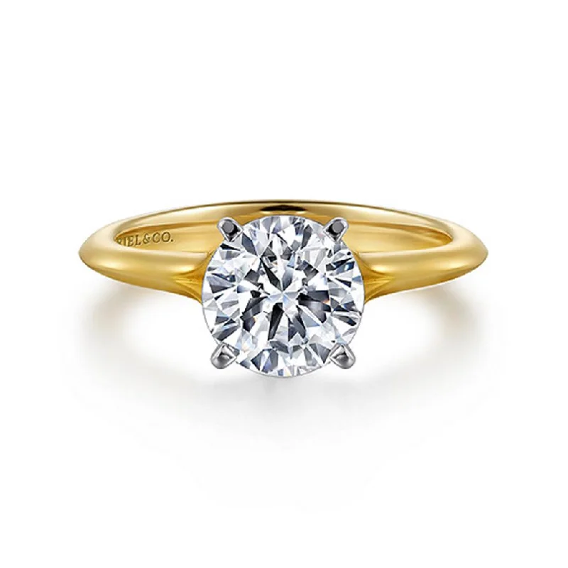 Ladies Engagement Rings Mixed Shine-Gabriel & Co Ellis - 14K White-Yellow Gold Round Diamond Engagement Ring