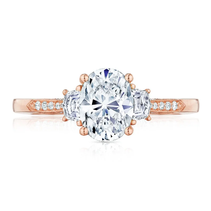 Ladies Engagement Rings with Herderite Spark-Simply Tacori 18K Rose Gold Diamond Semi Mount Engagement Ring