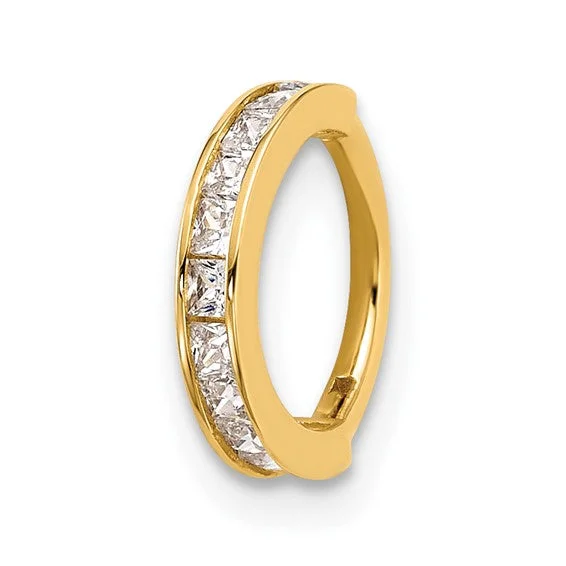 Ladies Rings with Tree Shine-14k Gold 18 Gauge Polished CZ Hinged Cartilage Ring