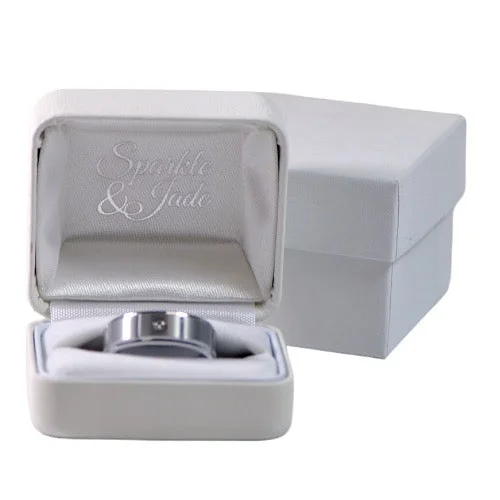 Ladies Rings with Wing Spark-Premium White Double Ring Box