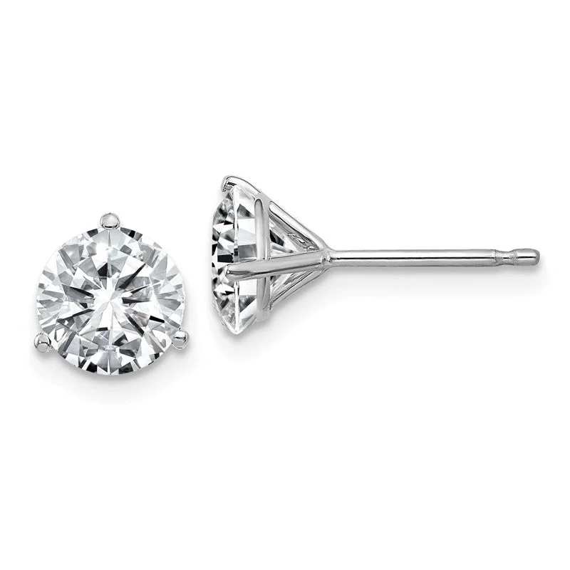 Ladies Earrings for Mentor Glow-14k White Gold 1.50ct. 6mm Round Moissanite 3-Prong Post Earrings