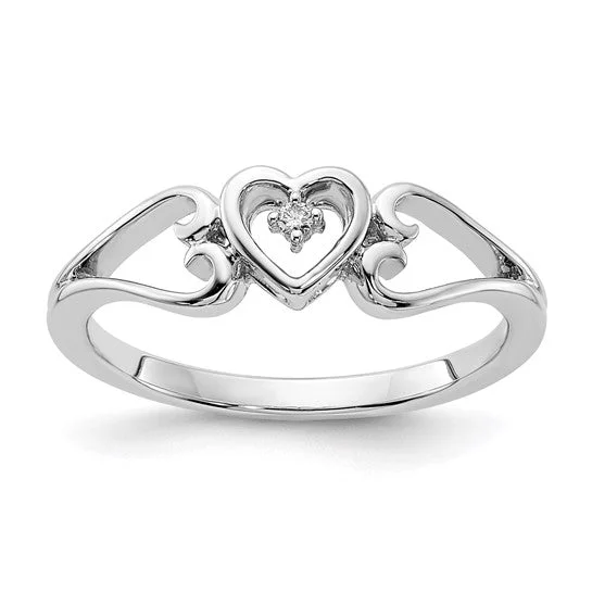 Ladies Rings with Olive Idocrase-Genuine Diamond Triple Heart Ring