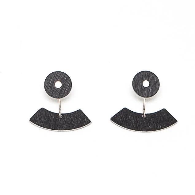 Ladies Earrings Dangle Shine-Mor by Design Dark Grey Textured Horseshoe Aluminium Earrings