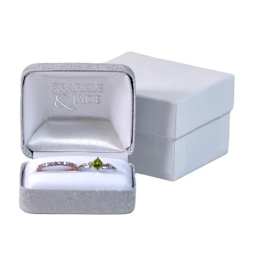 Ladies Rings for Bestie Spark-Premium Silver Sparkle Double Ring Box