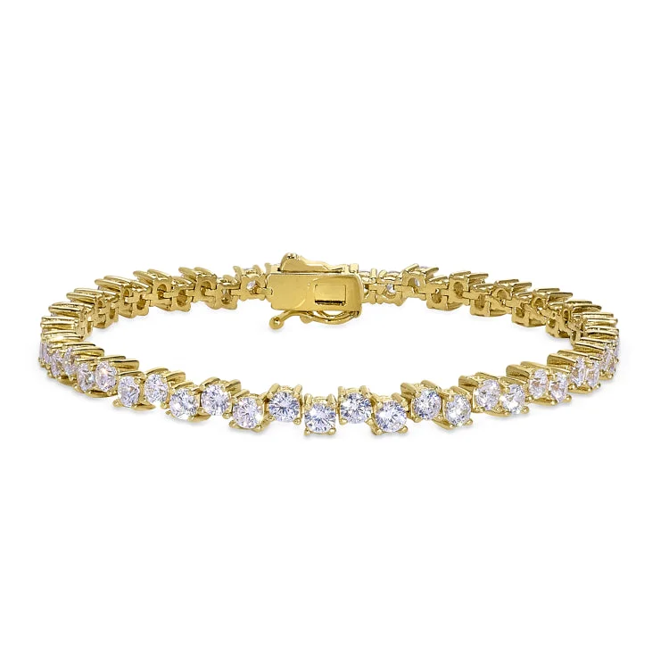 Sturdy steel bracelets -Gold Vermeil Sterling Silver Micropave Bracelet with Simulated Diamonds