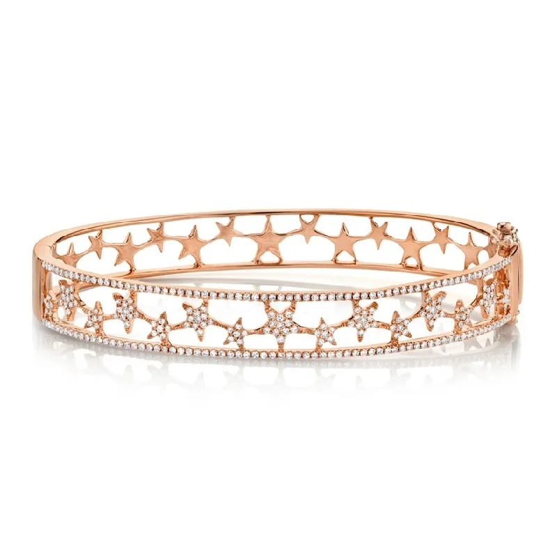 City sleek bracelets -14KT GOLD 0.72 CTW DIAMOND STAR BANGLE BRACELET