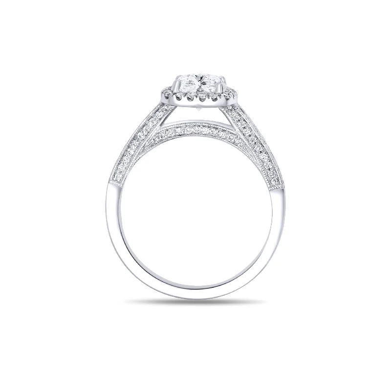 Ladies Engagement Rings Infinity Shine-14K White Gold Round 1.00 Carat Diamond Halo Engagement Ring