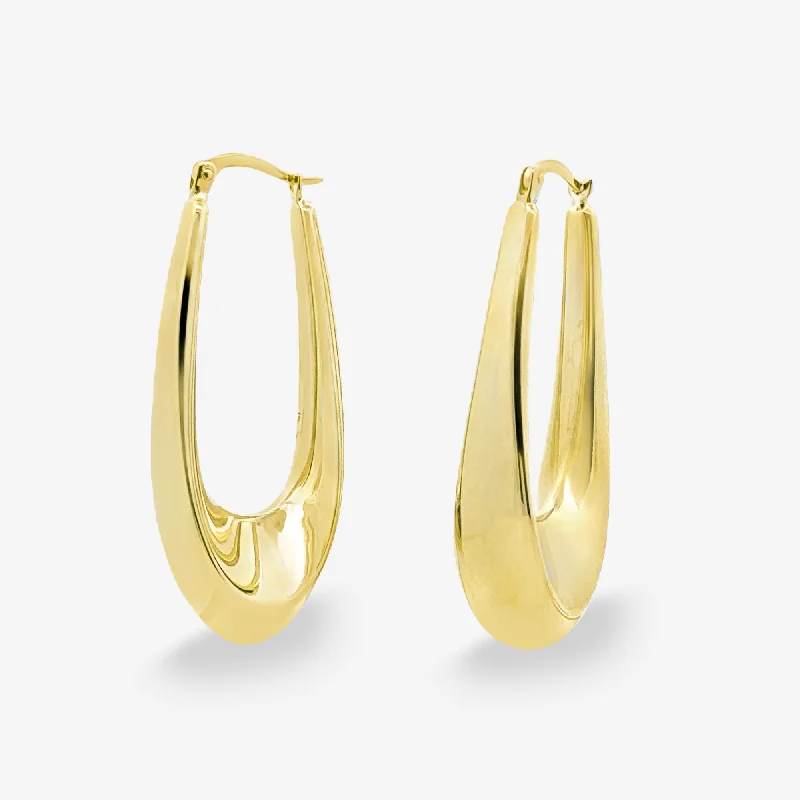 Ladies Earrings Bright Spark-9mm Tapered Oval Hoop Earrings