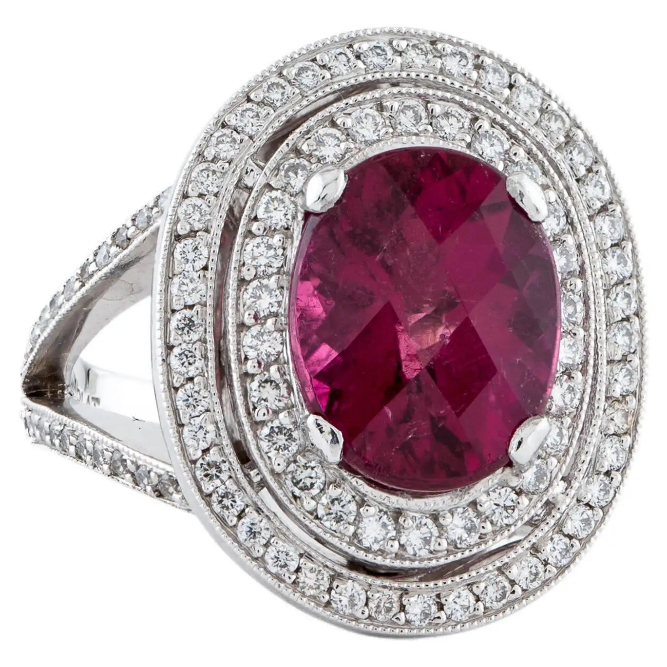 Ladies Rings with Coral Shine-Rubellite Tourmaline & Diamond Ring