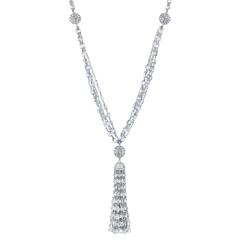 Ladies sister bond necklaces -Diamond Tassel Necklace, 53.94 carats