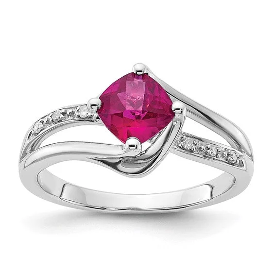 Ladies Rings with Purple Taaffeite-10k White Gold Created Ruby and Diamond Ring