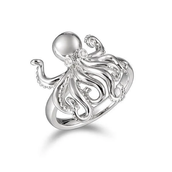 Ladies Rings with Wave Glow-Sterling Silver Palau Octopus Ring by Alamea