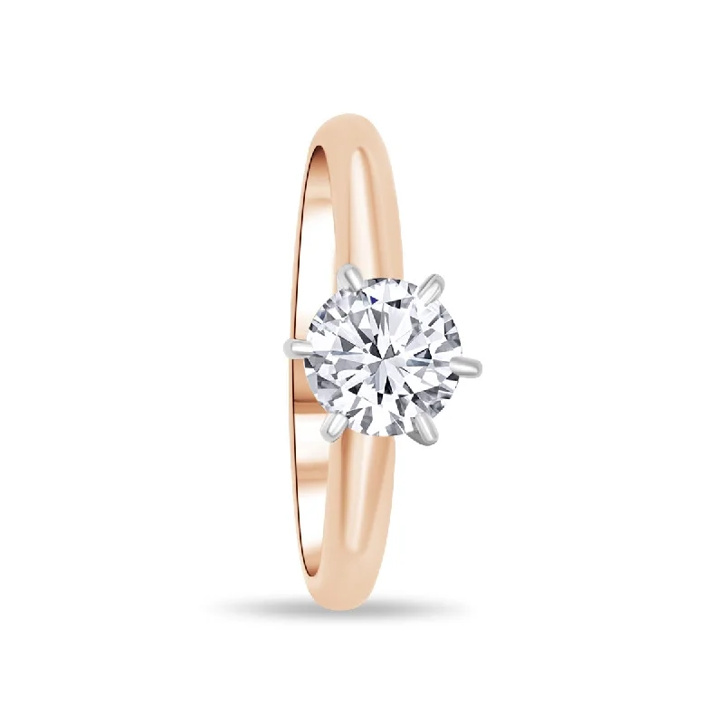 Ladies Engagement Rings with Euclase Spark-14K Rose Gold Round 0.97 Carat Diamond Engagement Ring