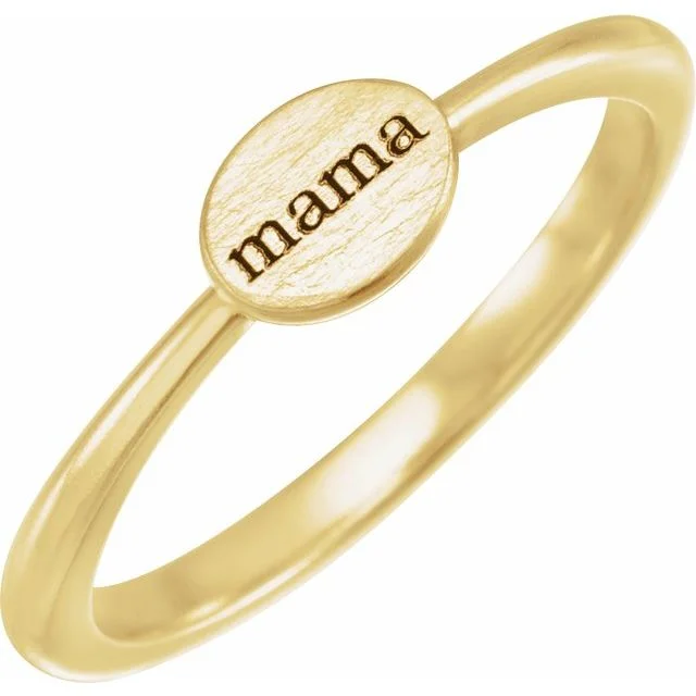 Ladies Rings Artistic Glow-14k Gold Signet Style Oval Mama Ring