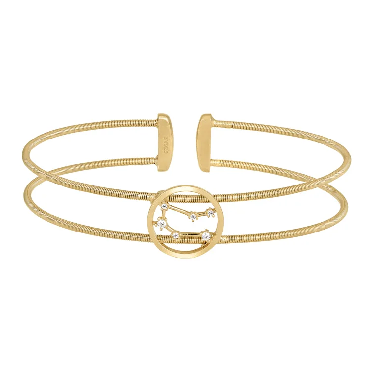 Infinite loop bracelets -Gold Finish Sterling Silver Cable Cuff Constellation Bracelet with Simulated Diamonds - Gemini