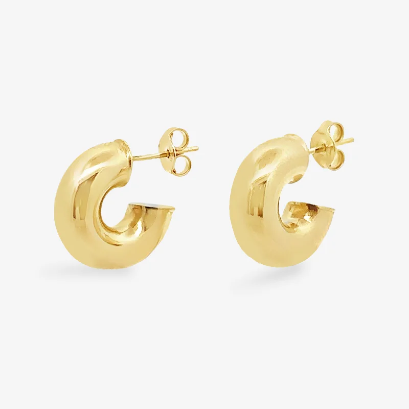 Ladies Earrings for Chef Glow-6MM Round Gold Tube Huggie Earrings