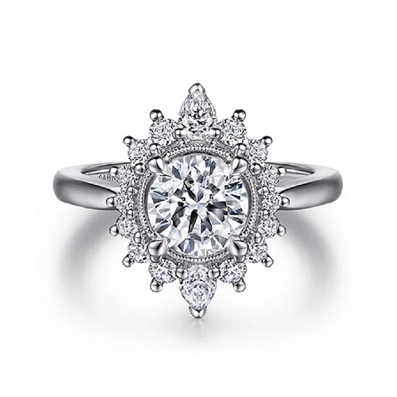 Ladies Engagement Rings Infinity Spark-Gabriel & Co Heidi - 14K White Gold Fancy Halo Round Diamond Engagement Ring