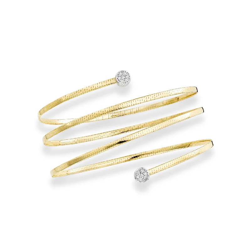 Adventure spirit bracelets -14K Gold Diamond Omega Coil Wrap Bangle