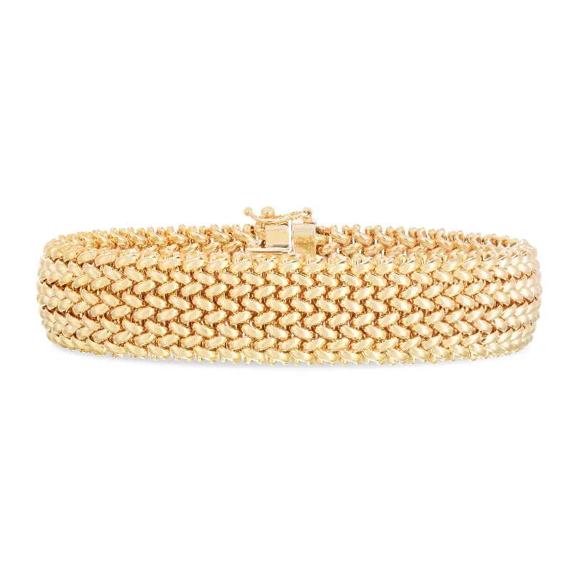 Oval charm bracelets -14K Large Mesh Rice Bracelet