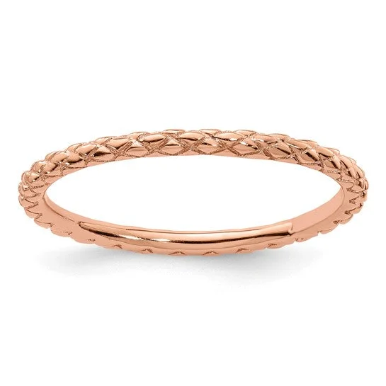 Ladies Rings Flexible Shine-Rose Gold Sterling Silver Stackable Expressions Criss Cross Pattern Ring