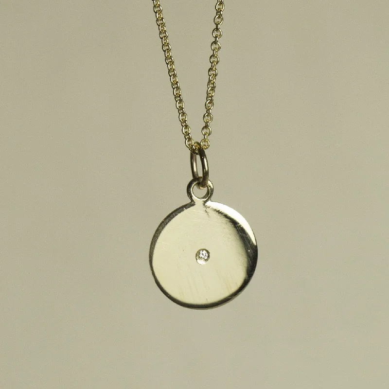 Ladies petal dance necklaces -Gold and Diamond Disc Necklace