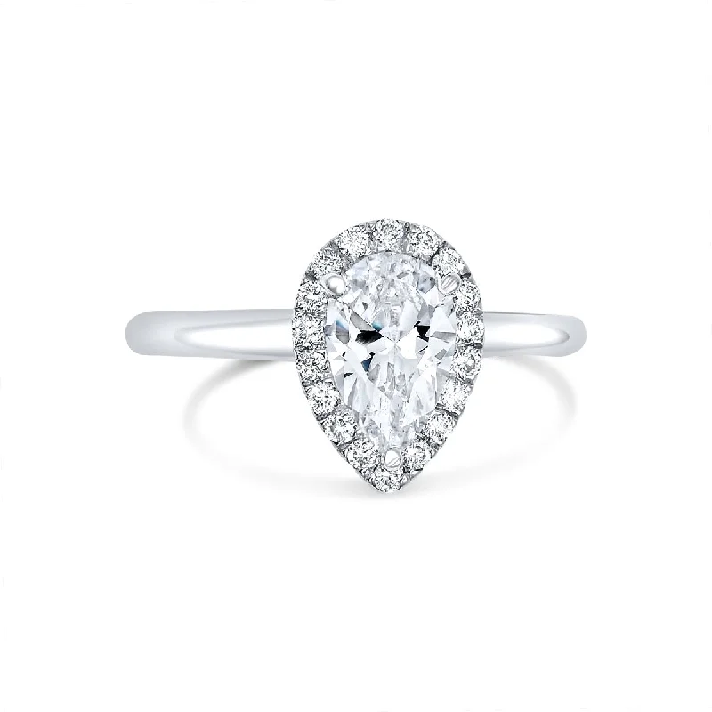 Ladies Engagement Rings Side Glow-Pear  Halo Lab Grown Diamond Engagement Ring