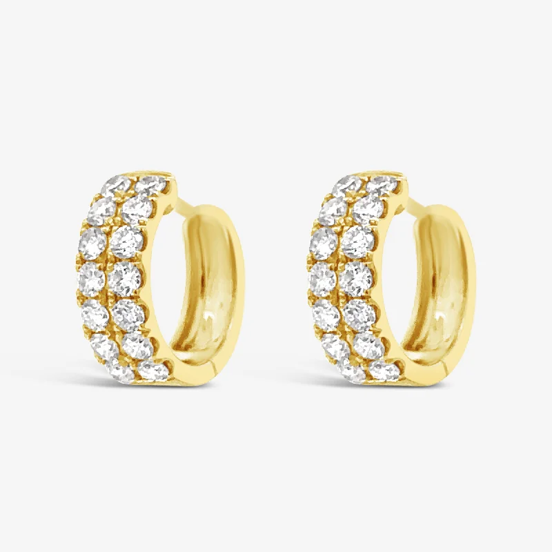 Ladies Earrings Fresh Spark-Double Row Diamond Huggie Earrings