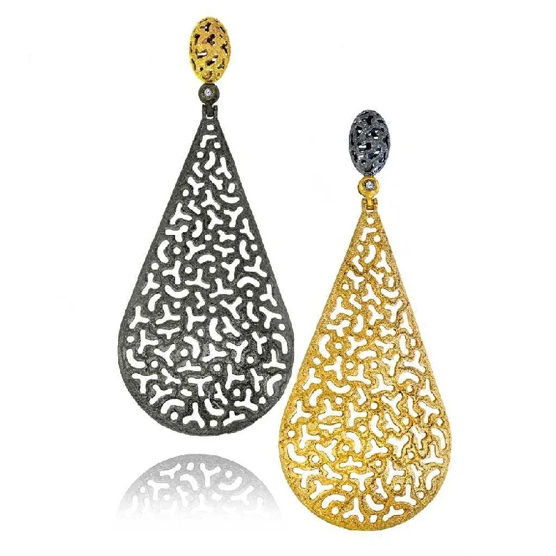 Ladies Earrings with Silver Cassiterite-Gold Mismatched Festive Drop Earrings with Diamonds