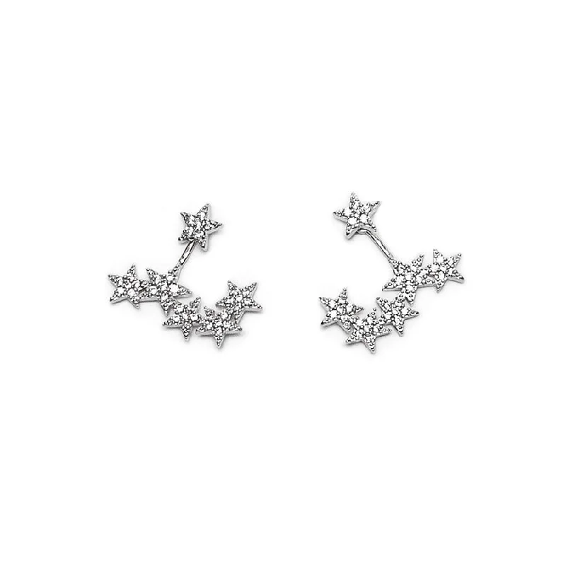 Ladies Earrings with Blue Pectolite-Crystal Star Stud Earrings with Back Story of Stars